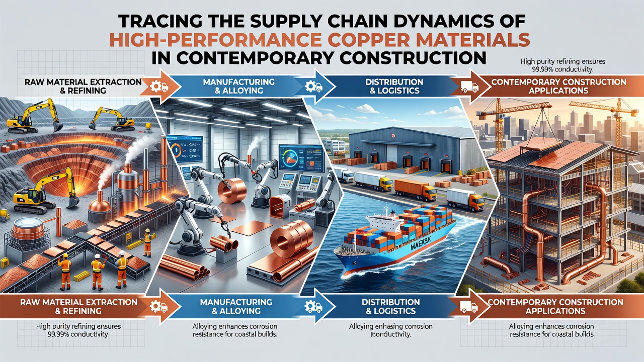 Copper refinement and alloy processing facilities preparing materials for construction use